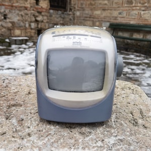 Portable mini TV and radio receiver, vintage 1990&#39;s Silva Schneider TV/radio