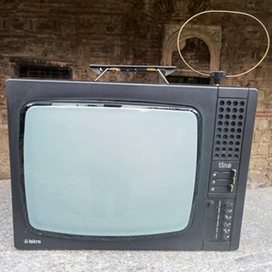 Black and white screen vintage crt television, Iskra model Tina 37-4 1970's TV
