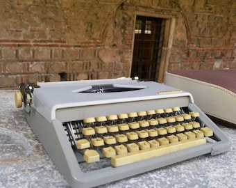 Vintage metalen typemachine Tops M2, mechanische handmatige typemachine met koffer