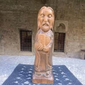 Hand carved wooden sculpture of Jesus Christ, handmade religious Christian home decor sculpture