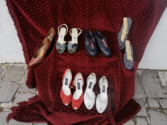 Italian women vintage shoes lot of 6, retro made … - image 1