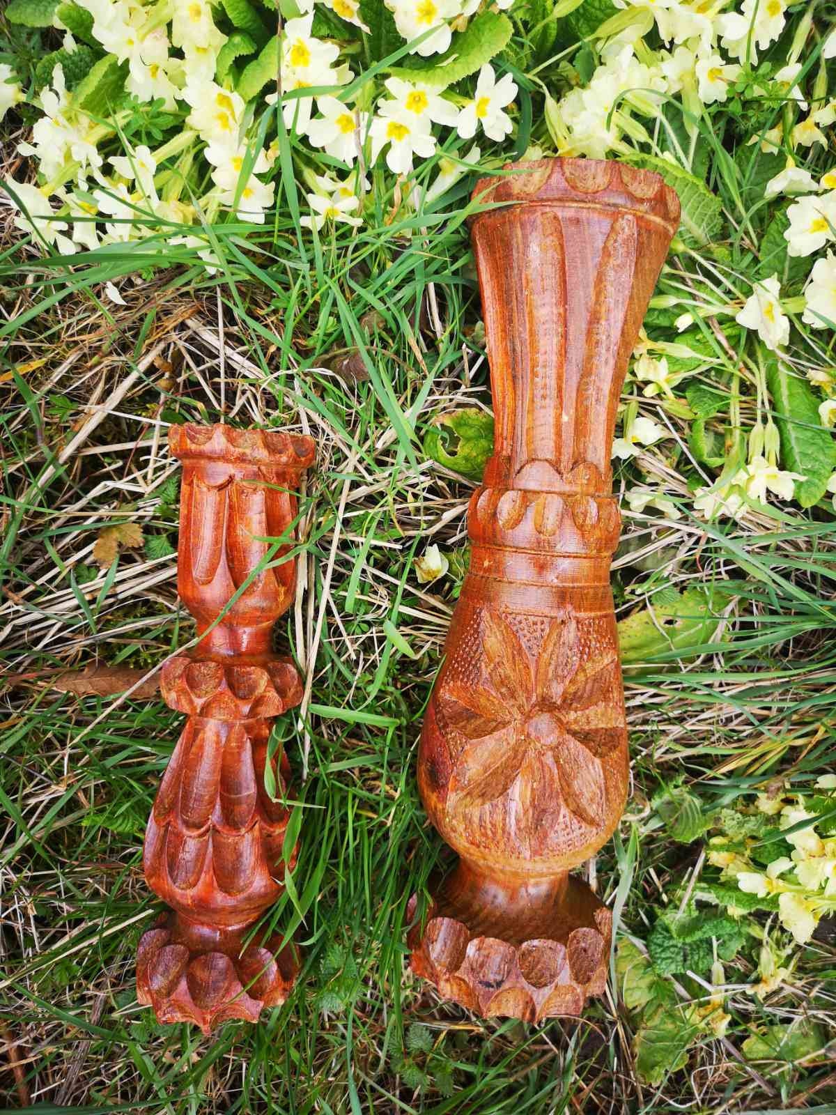 Handmade wooden candle holder primitive wood hand carved Etsy