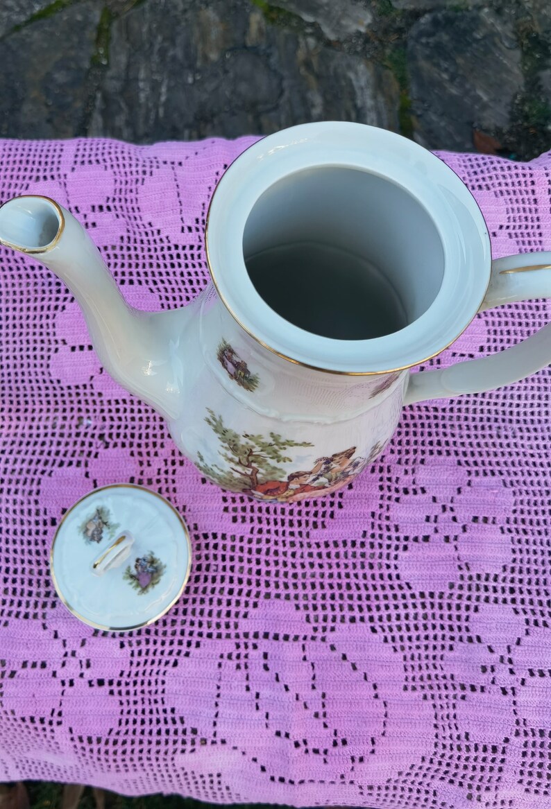 Porcelain Teapot, Vintage 1970's Poland Porcelain Retro Kitchen Decor