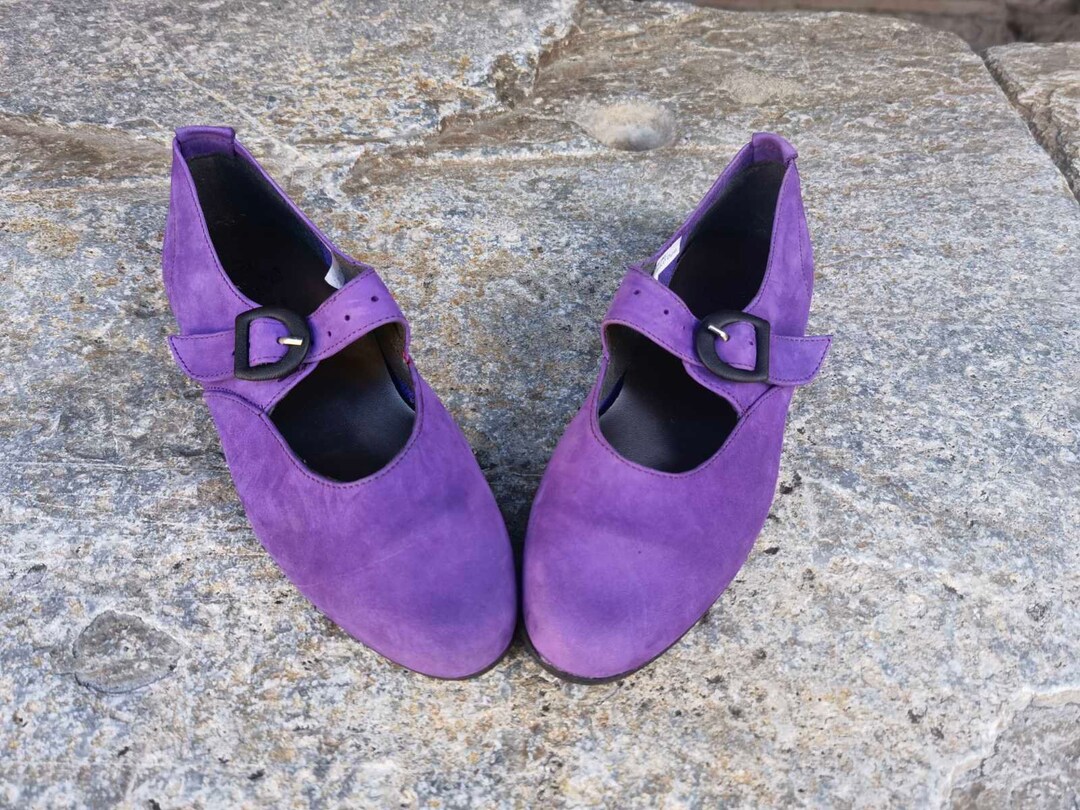 Purple Women's Shoes Vintage Reverse Leather Purple Shoes Etsy