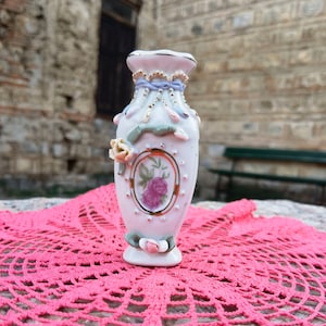 Porcelain small vase, floral vintage porcelain vase