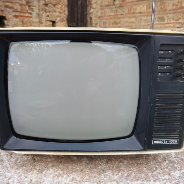 Junost 402B 1970's TV, vintage CRT television, black and white screen retro TV