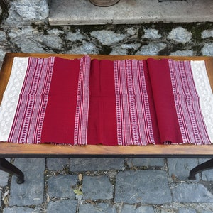 Table runner hand woven cotton table throw, antique handmade table runner