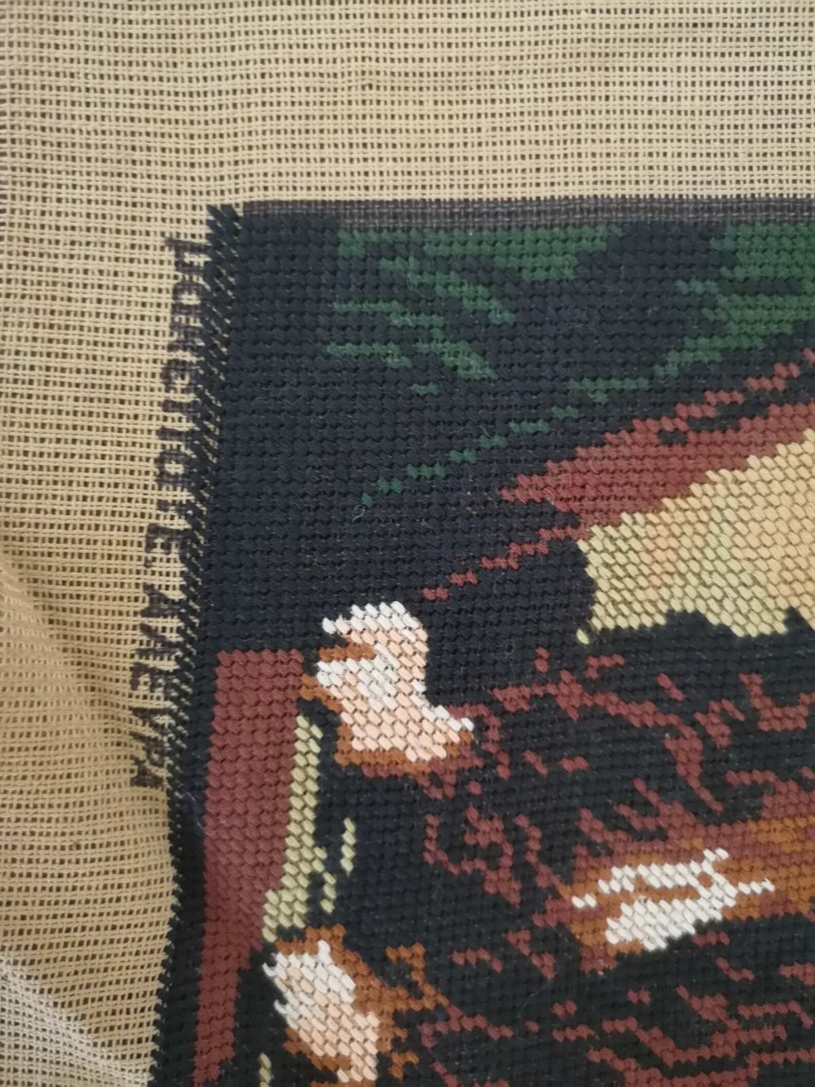 Finished complete gobelin needlepoint Lady on a bench and a Etsy