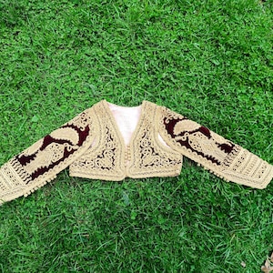 Hand embroidered gold woman&#39;s vest, all hand embroidered folklore vintage vest, Ottoman vest