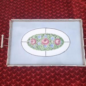 Art Deco decorative tray, 1930s floral tray, Czechoslovakian retro porcelain tray