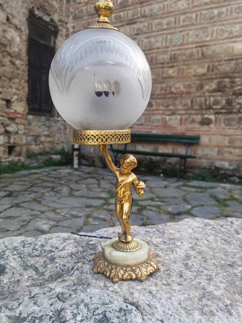 Vintage Table Top Lamp 1940's Retro Art Deco Nightstand Etsy