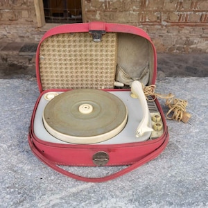 Vintage Supraphone record player, portable retro record player