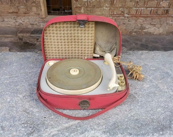 Vintage Supraphone record player, portable retro record player
