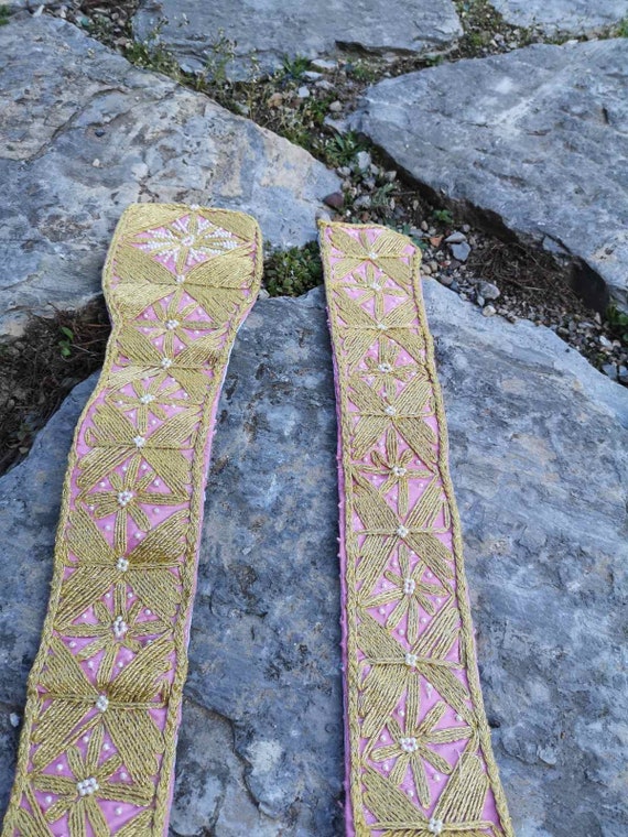 Two hand embroidered belts, gold thread embroider… - image 6