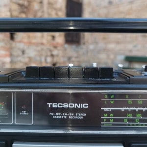Tecsonic TCR-6500S boombox, vintage portable 4 band stereo cassette recorder image 4
