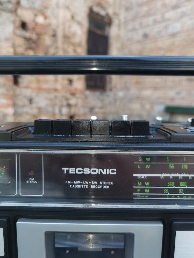 Tecsonic TCR-6500S boombox, vintage portable 4 band stereo cassette recorder image 4