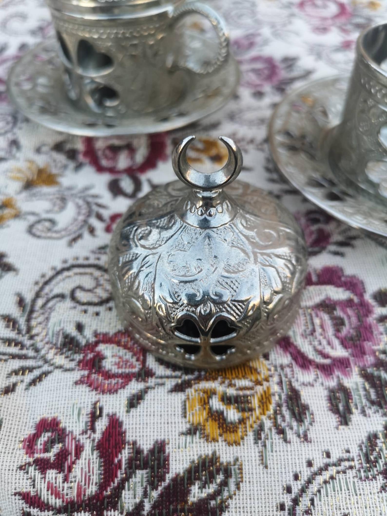 Vintage Metal Tea Cup Holders Turkish Metal Cup Holders Set Etsy