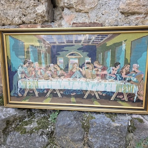 The Last Supper gobelin needlepoint, finished handmade needlepoint tapestry in a frame