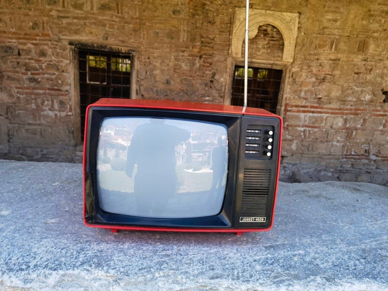 Red crt television Junost 402 B, shops vintage black and white television