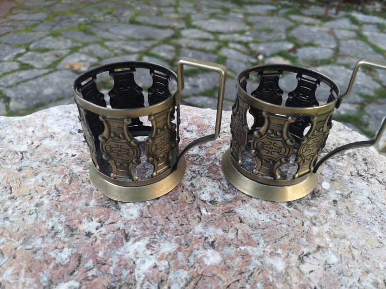 Two Vintage Tea Cup Holders, Brass Tea Cup Holders Etsy