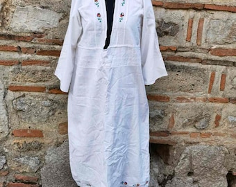 Skopska Blatija women's ethnic long shirt, dress, ethnic white dress
