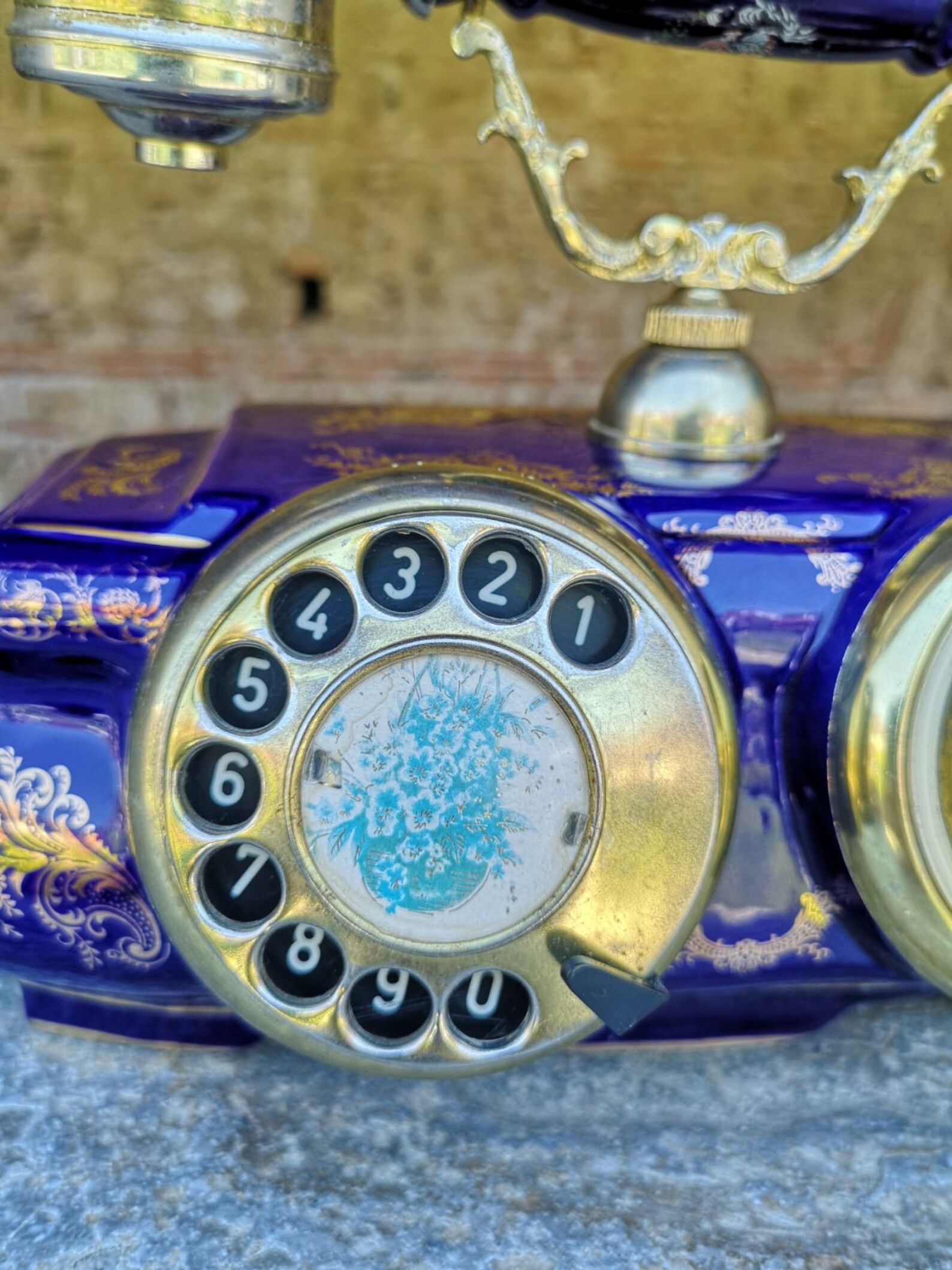 Blue porcelain lovely decor telephone vintage rotary phone Etsy