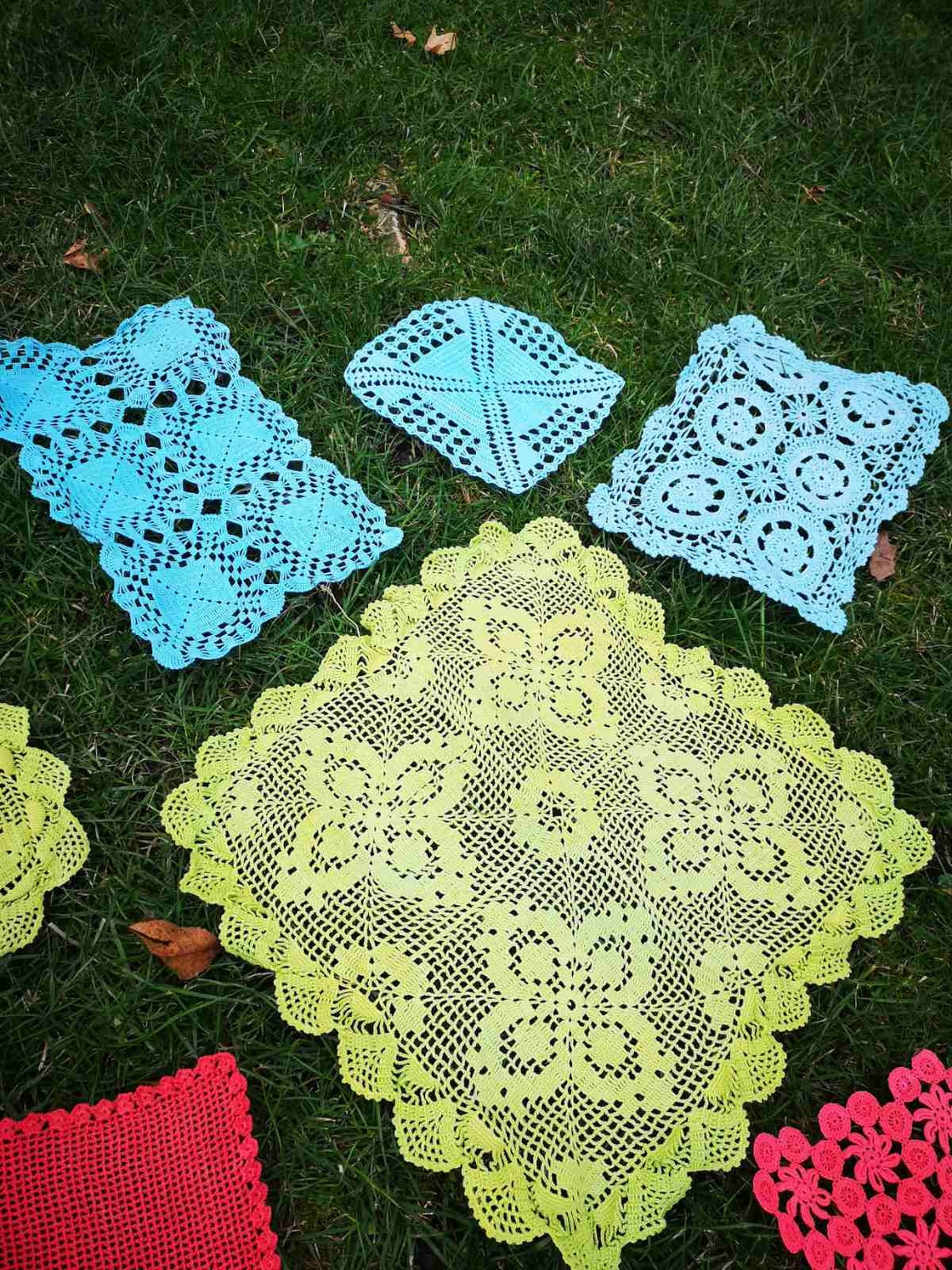 Lot of 12 Hand Knit Doilies Large Lot of Crochet Doilies Big Etsy UK