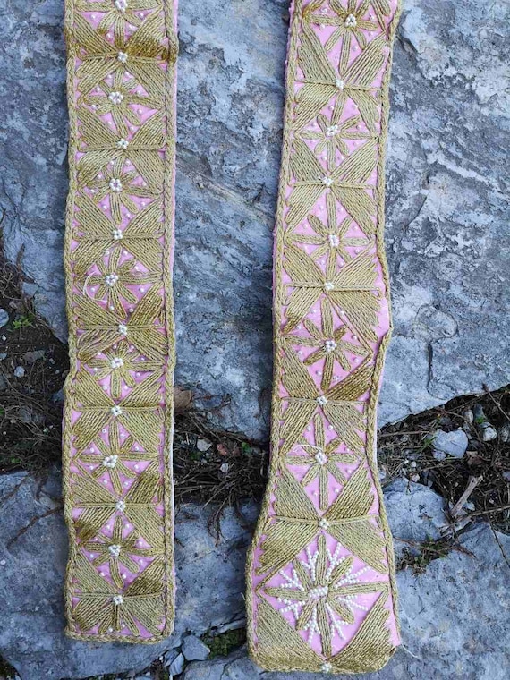 Two hand embroidered belts, gold thread embroider… - image 5
