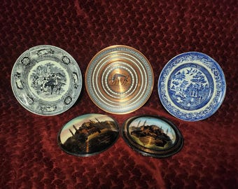 Lote de 5 placas de pared, placas de pared vintage decorativas y coleccionables