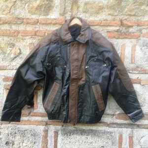 Vintage men&#39;s leather jacket, 1990&#39;s leather jacket