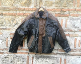 Vintage men's leather jacket, 1990's leather jacket
