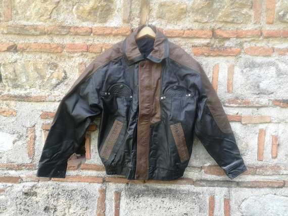 Vintage leather shop jacket etsy