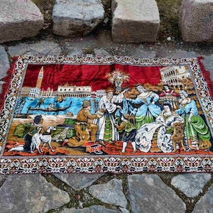 Velvet vintage tapestry, Italian velvet tapestry