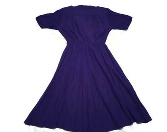 1980's Purple Women Dress, Summer Retro Dress, Vogue Dress