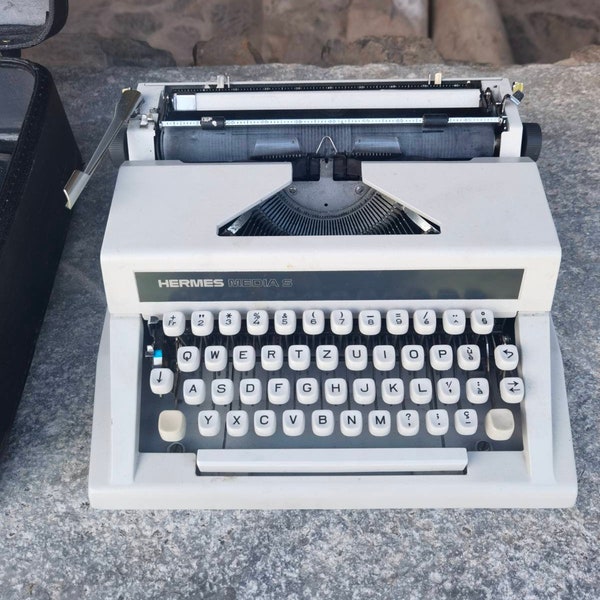 Hermes Media S vintage manual typewriter, 1970's Hermes portable typewriter