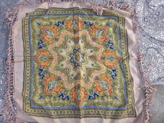 Boho abstract pattern multi-color scarf, retro fo… - image 2