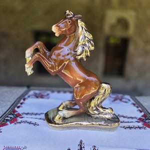 Porcelain rearing horse, vintage 40cm high porcelain figurine of a rearing stallion