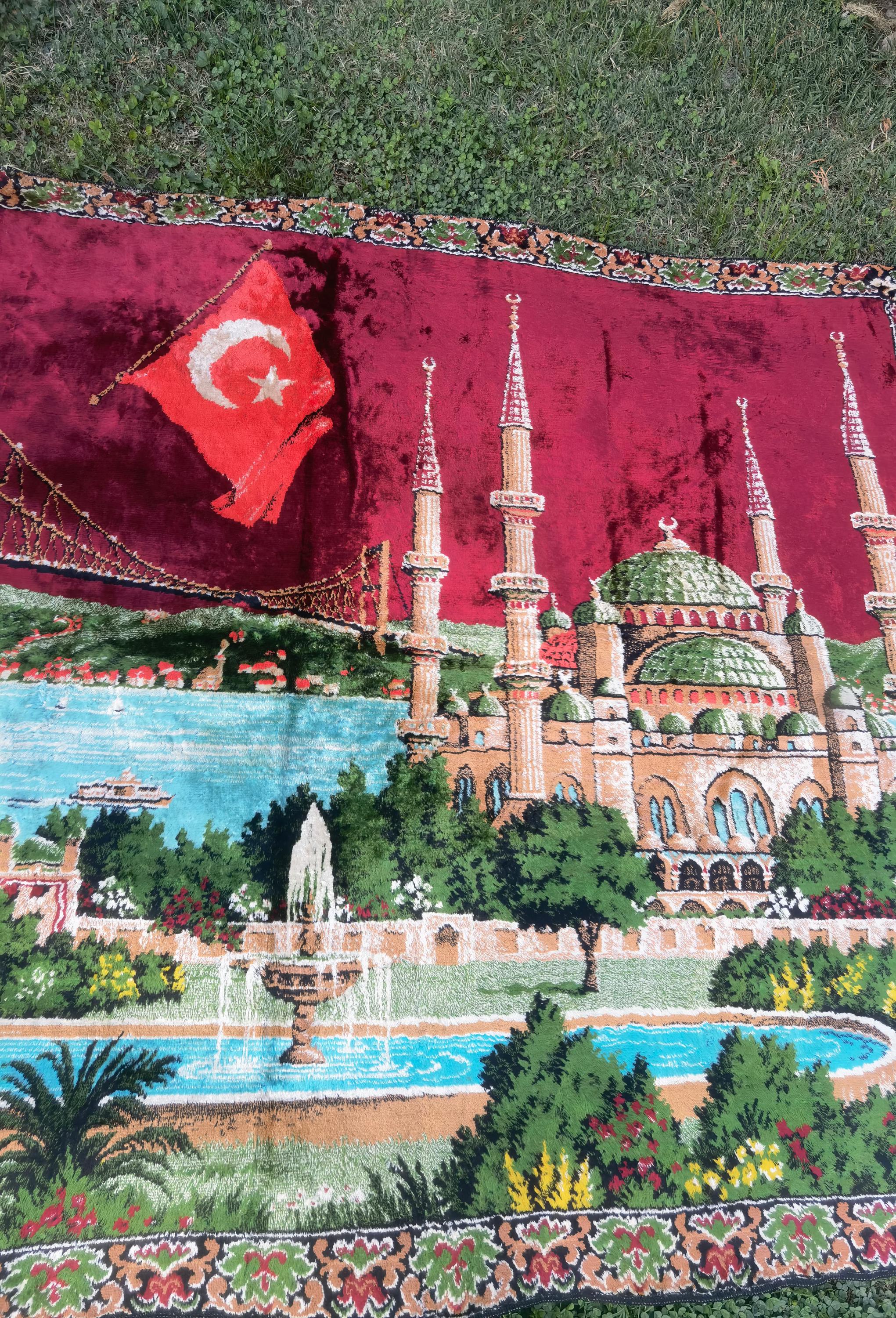 Tapisserie Vintage Istanbul - Sainte-Sophie / Ayasofya - Velours - 120 Cm - Turquie
