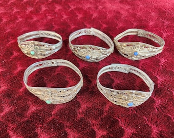 Silver antique bracelets, handmade filigree silver bracelets, early XX century bracelets