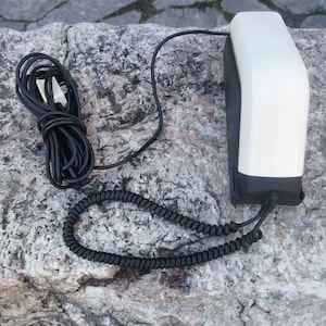1980&#39;s wall hanging space age telephone, digital vintage wall hang phone