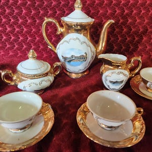 Venetian gold tea set, vintage Renaissance design Italian tea set