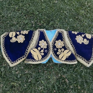 Chaleco bordado a mano de hilo dorado y terciopelo para niños, chaleco vintage para niños otomanos
