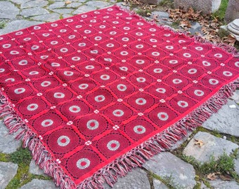 1970&#39;s bedspread, wool and cotton space age bed cover