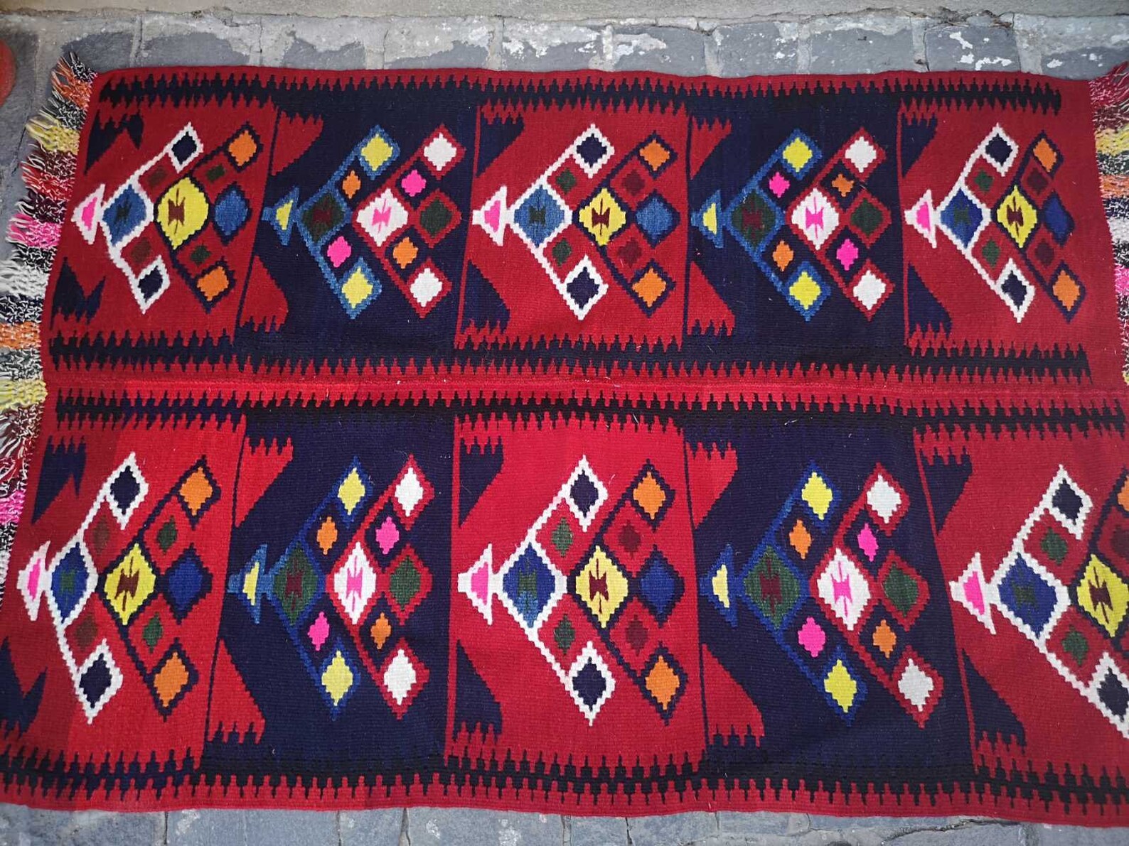 Handmade ethnic pattern rug woven on a loom Macedonian rug Etsy