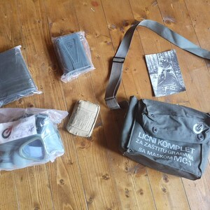 Complete army gas mask set for personal protection and rain coat, EX YU army set