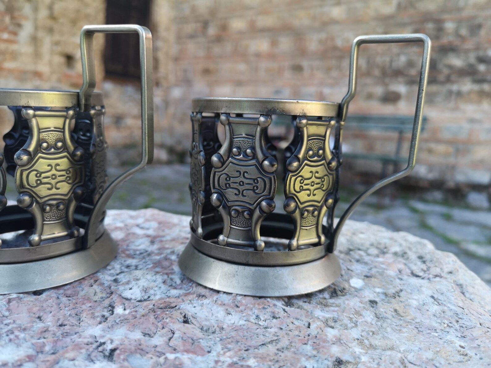 Two Vintage Tea Cup Holders, Brass Tea Cup Holders Etsy