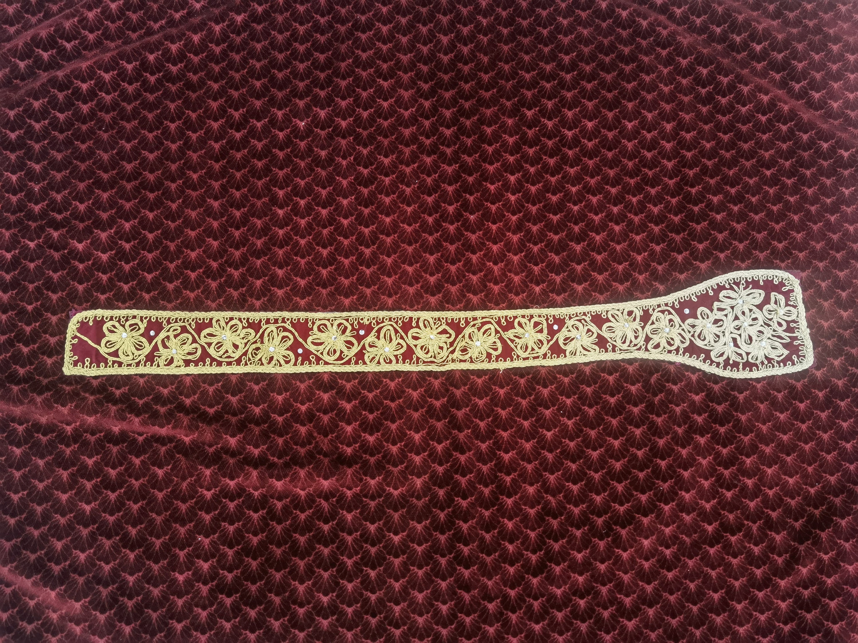 Antique Ottoman Gold Embroidered Belt/Sash with Intricate Design Antique Ottoman Embroidered Yaglik Napkin or Waist Sash  main image 4