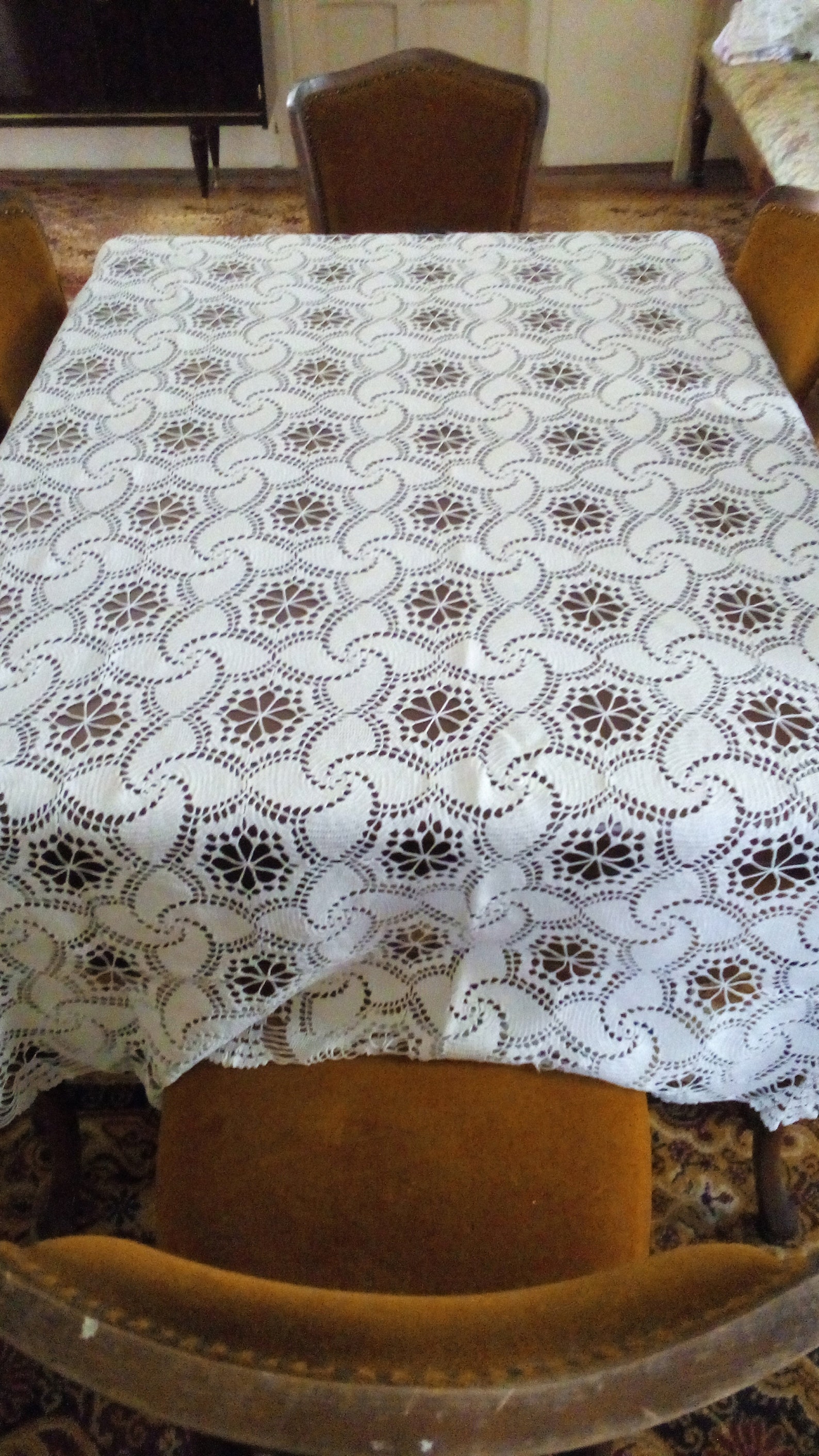 Linen Tablecloth Table cover Hand knit Tablecloth Living Etsy