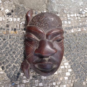 African tribe totem, handmade, hand carved wooden totem, vintage totem