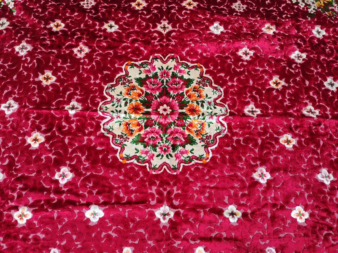 Large Velvet Blanket Great Condition Vintage Velvet Bed Cover Etsy